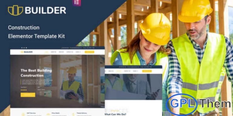 The Builder – Construction & Architecture Elementor Template Kit The Builder is a modern, clean, and professionally crafted Elementor Template Kit designed for construction, architecture, real estate, and other building-related service websites. With a strong visual identity and well-structured layouts, this kit helps you create a high-quality WordPress site quickly and without any coding.