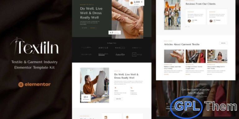 Textiln – Textile & Garment Industry Elementor Template Kit Textiln is a professionally designed Elementor Template Kit tailored for the textile and garment industry, including textile manufacturers, fabric factories, clothing companies, and related production businesses. Featuring a clean, modern, and visually appealing layout, this kit ensures a smooth and responsive browsing experience across all devices.