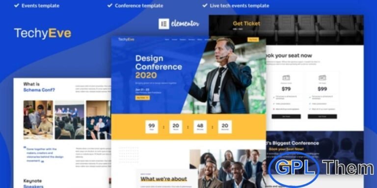 TechyEve – Event & Conference Elementor Pro Template Kit TechyEve is a modern Elementor Pro Template Kit designed to help you build a professional and engaging website for tech events, conferences, seminars, and industry meetups. With sleek layouts and a clean visual style, this kit makes it easy to highlight speakers, schedules, sponsors, and event details.