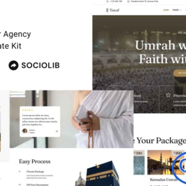 Tawaf – Hajj & Umrah Tour Agency Elementor Template Kit Tawaf is a beautifully crafted Elementor Template Kit designed to help you quickly build a professional and engaging Hajj & Umrah Tour Agency website using the Elementor Page Builder plugin for WordPress. Perfect for Hajj agents, Umrah agencies, Islamic travel services, pilgrimage packages, Mecca and Medina tours, and Muslim travel operators, this kit offers a clean, modern, and spiritually inspired design.