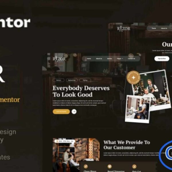Razor – Modern Barbershop Elementor Template Kit Razor is a sleek and modern Elementor Template Kit designed for barbershops, hair salons, and grooming businesses. With its clean and professional design, this kit makes it easy to create a stylish website that showcases your services, team, and client experiences. Built for use with the Elementor Page Builder plugin, Razor allows you to design a fully functional website without writing any code.