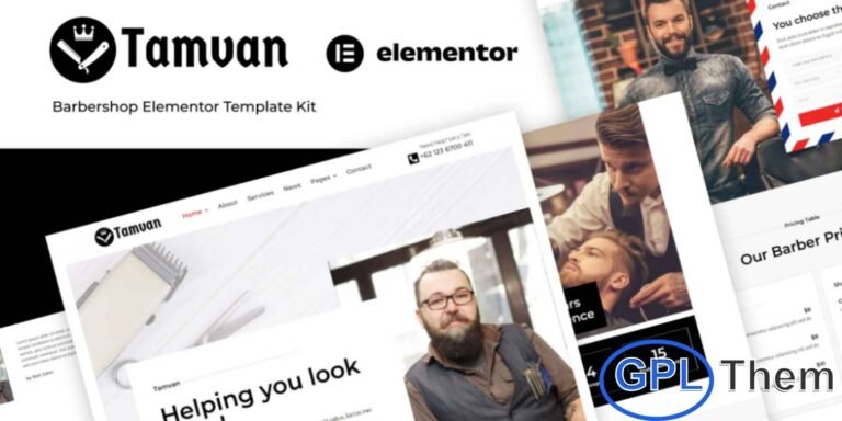 Tamvan – Barbershop Elementor Template Kit Tamvan is a modern and professional Elementor Template Kit designed for barbershops, hair salons, tattoo studios, and fashion or hairstyling businesses. With pixel-perfect design and attention to detail, Tamvan ensures your website looks polished and professional, providing a strong online presence for your business.