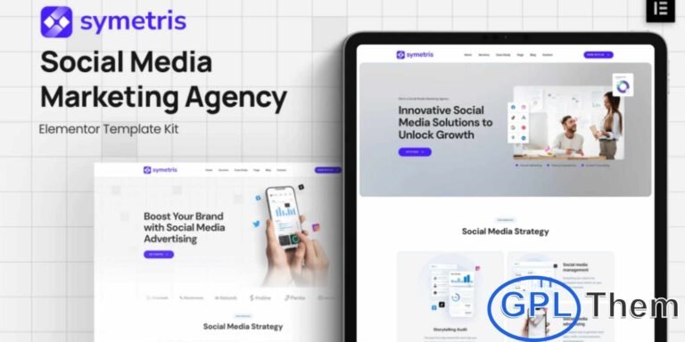 Symetris – Social Media Marketing Agency Elementor Template Kit Symetris is a sleek and modern Elementor Template Kit designed specifically for social media marketing agencies, digital marketing firms, and influencer marketing services. Perfect for showcasing your expertise in social media strategy, content marketing, paid ads, and online campaigns, Symetris helps create a professional and engaging online presence.