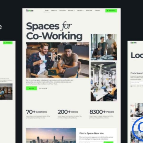 Spaces – Co-Working Elementor Pro Template Kit Spaces is a modern and professional Elementor Pro Template Kit designed specifically for co-working offices, shared workspaces, and creative hubs. This template kit offers a versatile and fully responsive design, making it easy to create a sleek, functional, and visually appealing website for your co-working space.