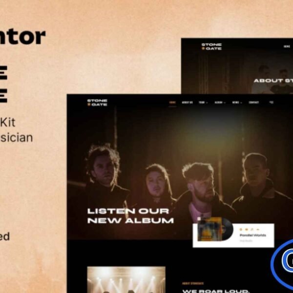 Stonegate – Music Band & Musician Elementor Template Kit Stonegate is a sleek and modern Elementor Template Kit crafted specifically for music professionals and creative performers. Perfect for bands, solo musicians, record labels, music producers, and entertainment brands, this kit helps you build a stunning and fully functional website with ease.