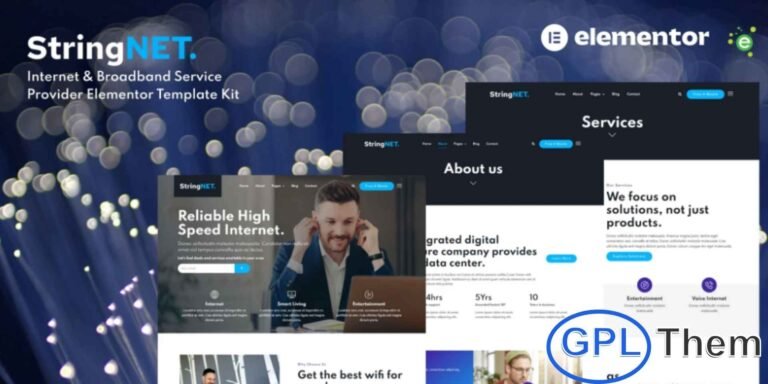 StringNET – Internet & Broadband Service Provider Elementor Template Kit StringNET is a modern and professionally designed Elementor Template Kit crafted specifically for Internet and Broadband Service Provider websites. Whether you're offering home broadband, fiber connectivity, satellite internet, or telecommunication services, this kit provides a clean and high-performance layout to elevate your online presence.