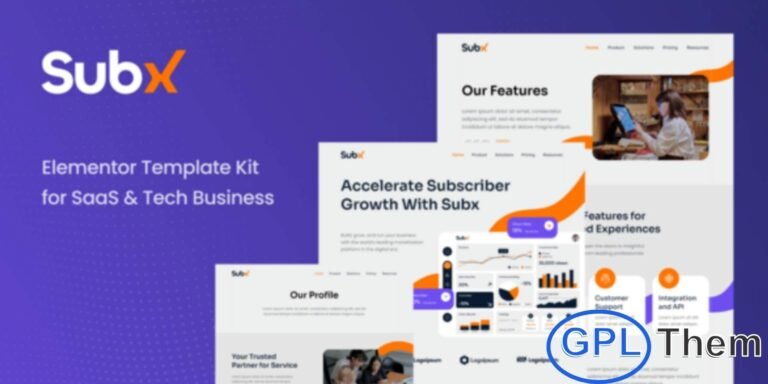 Subx – SaaS & Technology Business Elementor Template Kit Subx is a modern Elementor Template Kit designed to help SaaS companies and technology businesses quickly build professional websites. Built for use with the Elementor Page Builder plugin for WordPress, this kit offers pre-designed pages that are fully customizable and responsive, allowing you to showcase your software, tech services, or digital solutions with ease.