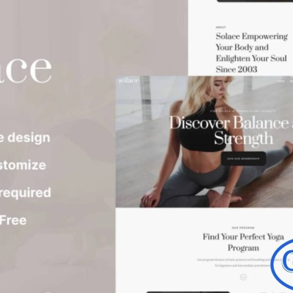 Solace – Yoga Teacher & Studio Elementor Template Kit Solace is a modern and elegant Elementor Template Kit crafted for yoga teachers, studios, and wellness professionals. Featuring a clean and minimalist design, this kit makes it easy to build a professional website for yoga classes, meditation sessions, fitness programs, or lifestyle coaching.