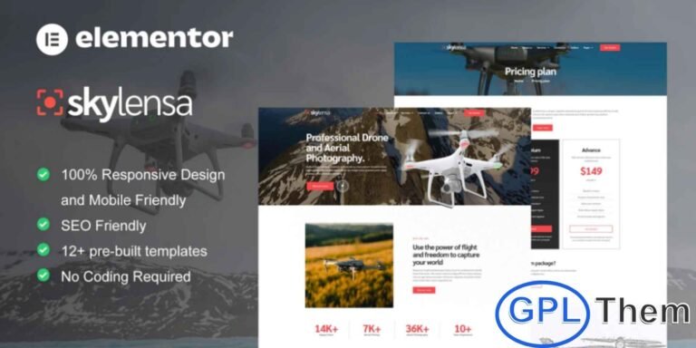 Skylensa – Aerial Photography & Videography Elementor Template Kit Skylensa is a modern Elementor Template Kit designed for drone-based aerial photography and videography services. Ideal for agencies offering aerial filming, commercial videos, event coverage, surveys, and creative drone projects, Skylensa helps you showcase your work in a professional and visually engaging way.