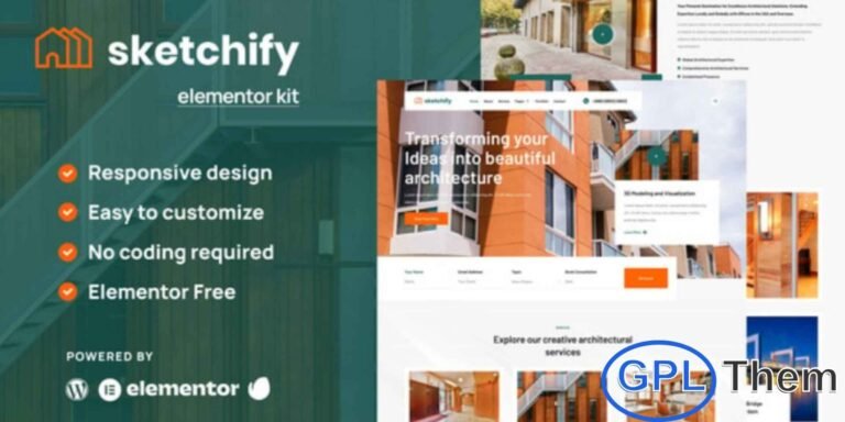 Sketchify – Architecture & Construction Service Elementor Template Kit Sketchify is a modern and versatile Elementor Template Kit designed for architecture firms, construction companies, real estate developers, and commercial home builders. With a clean, professional, and contemporary layout, Sketchify allows you to create a visually appealing website that highlights projects, services, and expertise.