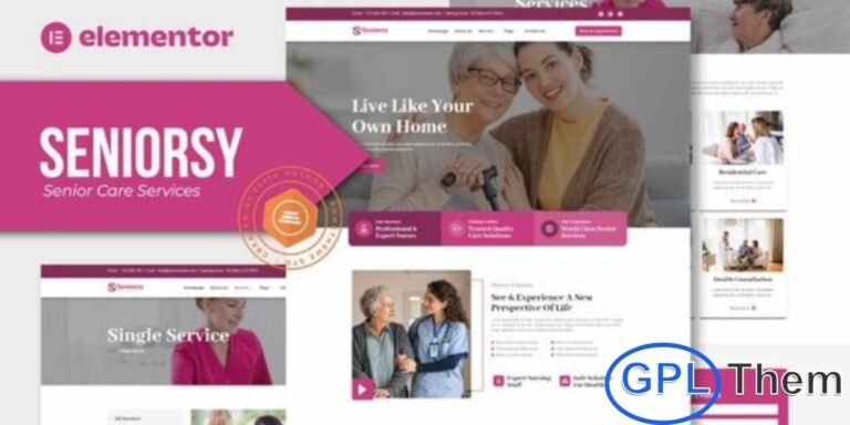 Seniorsy – Senior Care Services Elementor Template Kit Seniorsy is a beautifully crafted Elementor Template Kit designed specifically for senior care services, assisted living centers, elderly home care, retirement homes, and healthcare-related businesses. With its warm, modern, and comforting design, this kit helps you build a trustworthy online presence that highlights compassionate care and professional support.