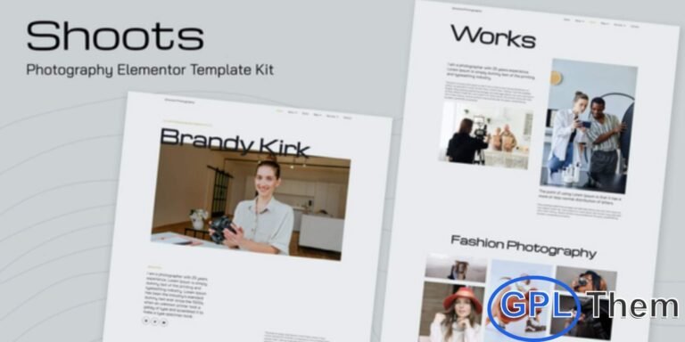 Shoots – Photography Elementor Template Kit Shoots is a beautifully designed Elementor Template Kit tailored for photographers, visual artists, and creative professionals who want to showcase their work with style and sophistication. Featuring modern, clean layouts and fully customizable elements, Shoots allows you to create a professional photography website quickly and effortlessly.