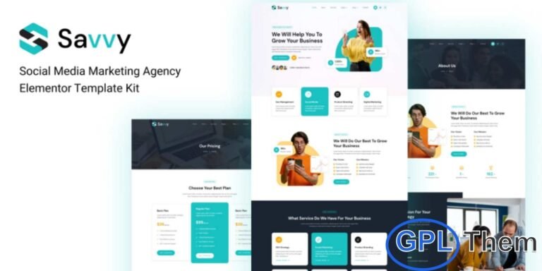 Savvy – Social Media Marketing Agency Elementor Template Kit Savvy is a modern and professional Elementor Template Kit designed for social media marketing agencies, digital marketing firms, and creative agencies. With its sleek, clean, and contemporary design, Savvy makes it easy to build a visually appealing website that highlights your services, campaigns, and client success stories.