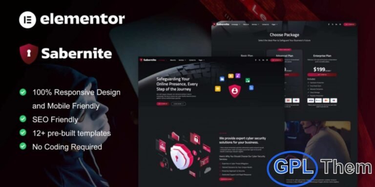 Sabernite – Cyber Security Services Elementor Pro Template Kit Sabernite is a modern and professional Elementor Pro Template Kit designed for cybersecurity companies, IT security firms, and tech service providers. Featuring a clean, contemporary layout with a unique design style, Sabernite makes it easy to create a fully functional website for businesses offering cyber tech solutions, network security, and digital protection services.