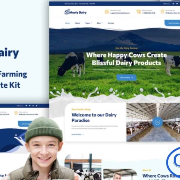 Mooly – Modern Cow Dairy Farming Elementor Template Kit Mooly is a modern, beautifully crafted Elementor Template Kit designed specifically for cow dairy farms and agricultural businesses. With its clean layout and visually appealing design, this kit helps you professionally showcase dairy products, highlight farm operations, and share your dairy story in an engaging way. Built for easy customization, Mooly lets you create a polished website that reflects the authenticity and quality of your dairy brand—no coding required.