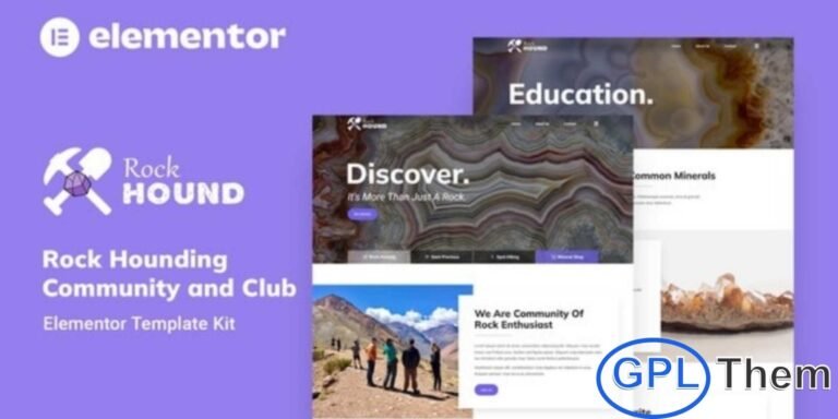 Rockhound – Rock Hounding Community Club Elementor Template Kit Rockhound is a modern and user-friendly Elementor Template Kit designed for rock hounding communities, geology clubs, mineral collectors, and outdoor exploration groups. Built to work seamlessly with the Elementor Page Builder, this kit makes creating a professional website fast, simple, and completely code-free.