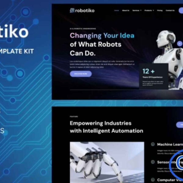 Robotiko – Robotic & AI Elementor Template Kit Robotiko is a cutting-edge Elementor Template Kit crafted for businesses in the robotics, automation, and artificial intelligence industries. Designed to highlight innovative tech solutions, Robotiko provides a sleek, modern, and highly responsive platform for showcasing your products, services, and AI-driven capabilities.