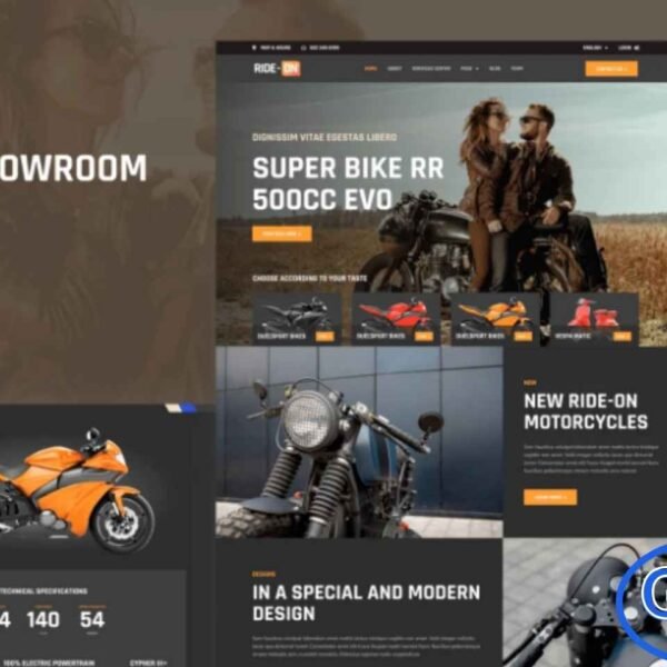 Ride ON – Motorcycle Dealership WordPress Elementor Template Kit Ride ON is a premium Elementor Pro Template Kit crafted to help you build a stunning and high-performing website for motorcycle dealerships, garages, workshops, and showrooms. Designed with modern aesthetics and user-friendly layouts, this kit allows you to showcase bikes, services, pricing, and promotions with ease.