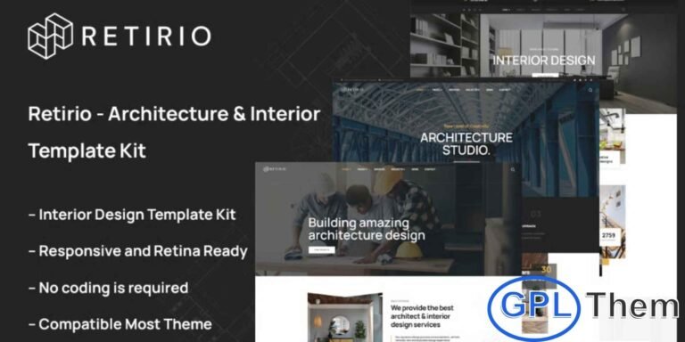 Retirio – Architecture & Interior Elementor Template Kit Retirio is a sleek, modern, and fully responsive Elementor Template Kit crafted for architecture and interior design professionals. Perfect for interior design agencies, architects, construction firms, and creative studios, this kit offers a clean aesthetic paired with powerful functionality. With its elegant layouts and intuitive structure, Retirio makes it effortless to showcase your services, highlight your best projects, and introduce your talented design team.