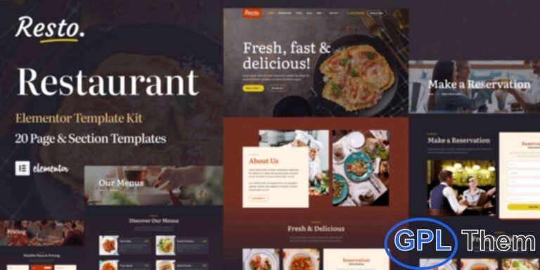 Resto – Restaurant, Catering & Café Elementor Pro Template Kit Resto is a professionally designed Elementor Pro Template Kit crafted to help restaurants, cafés, catering services, bistros, burger joints, fast-food outlets, and all food & beverage businesses establish a strong online presence. With its modern, clean, and highly responsive layouts, Resto allows you to showcase menus, highlight signature dishes, promote special offers, and create a seamless reservation experience.