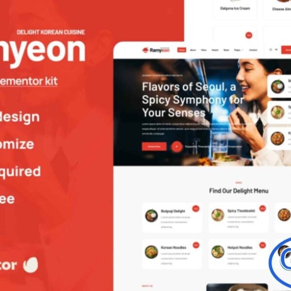 Ramyeon – Korean Restaurant Elementor Template Kit Ramyeon is a creative and modern Elementor Template Kit designed specifically for Korean restaurants. Featuring a clean and stylish layout, it is perfect for showcasing menus, special dishes, events, and restaurant services. Compatible with the free version of Elementor, Ramyeon is ready to import and fully reusable, making it ideal for restaurants, bistros, cafes, catering services, and food blogs.
