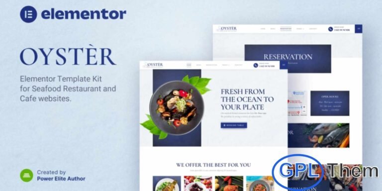 Oyster – Seafood Restaurant & Café Elementor Template Kit Oyster is a stylish and modern Elementor Template Kit designed to help you build a stunning website for seafood restaurants, fine-dining establishments, Asian cuisine, sushi bars, and café businesses. Crafted with a clean, elegant layout and visually rich design, this template kit enhances your brand’s online presence with high-quality imagery and intuitive navigation.