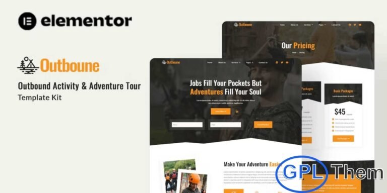 Outbone – Outbond Activity & Adventure Tour Elementor Template Kit Outbone is a dynamic and modern Elementor Template Kit crafted for adventure tour agencies, outbound activity organizers, team-building companies, and outdoor experience providers. Designed with a bold and engaging layout, this template kit makes it easy to highlight your adventure packages, showcase outdoor activities, and promote unforgettable experiences.