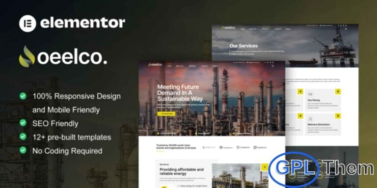Oeelco – Oil Company & Industrial Elementor Template Kit Oeelco is a professionally designed Elementor Template Kit created specifically for Oil Companies, Industrial Services, Energy Providers, and Engineering businesses. Featuring 12+ modern and visually striking pre-built templates, this kit offers everything you need to build a powerful and credible online presence.