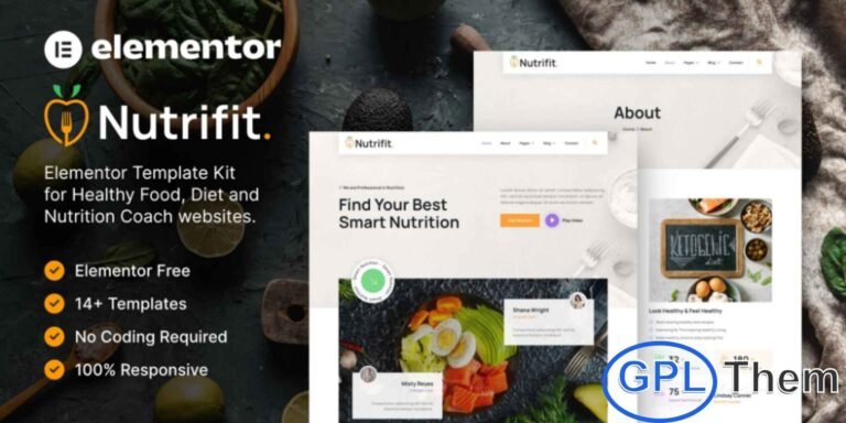 Nutrifit – Healthy Food & Nutrition Coach Elementor Template Kit Nutrifit is a modern and professional Elementor Template Kit designed to help nutrition coaches, dietitians, wellness experts, and health professionals build a high-quality website effortlessly. With its clean and elegant layouts, Nutrifit allows you to showcase nutrition programs, diet plans, health coaching services, weight loss guides, and wellness tips in a visually appealing way.