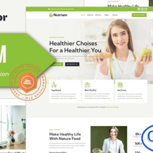 Nutriam – Healthy Food & Nutrition Service Elementor Template Kit Nutriam is a modern and professional Elementor Template Kit designed for nutrition services, healthy food providers, diet programs, and organic food businesses. With over 12 pre-built, fully responsive templates, Nutriam allows you to create a clean, visually appealing website that effectively showcases your services, menus, and wellness programs.