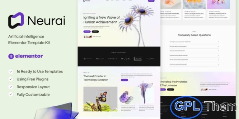 Neurai – Artificial Intelligence Elementor Template Kit Neurai is a modern and professional Elementor Template Kit designed specifically for AI businesses, research institutions, robotics startups, and tech enthusiasts. Perfect for showcasing AI services, products, and innovations, Neurai offers a clean, sleek design that elevates your online presence.