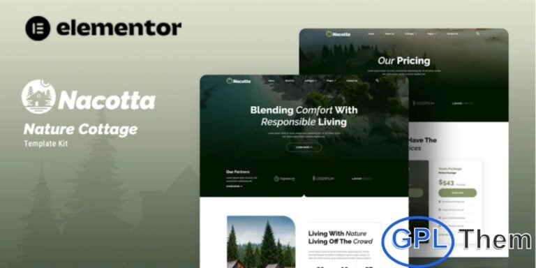 Nacotta – Nature Cottage Elementor Template Kit Nacotta is a modern and versatile Elementor Template Kit designed for nature cottages, glamping sites, camping, adventure retreats, and outdoor accommodation websites. With a clean and engaging design, this kit makes it easy to showcase cottages, activities, pricing, and guest experiences.