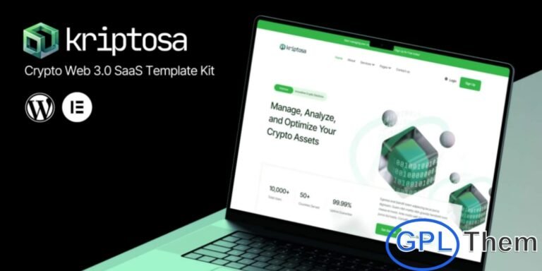 Kriptosa – Web3 SaaS Elementor Template Kit Kriptosa is a modern and professional Elementor Template Kit designed specifically for Web3, crypto, and blockchain-focused SaaS businesses. Ideal for companies offering digital asset management, blockchain solutions, or decentralized finance (DeFi) services, Kriptosa features a sleek, responsive, and fully customizable design that looks perfect on any device.