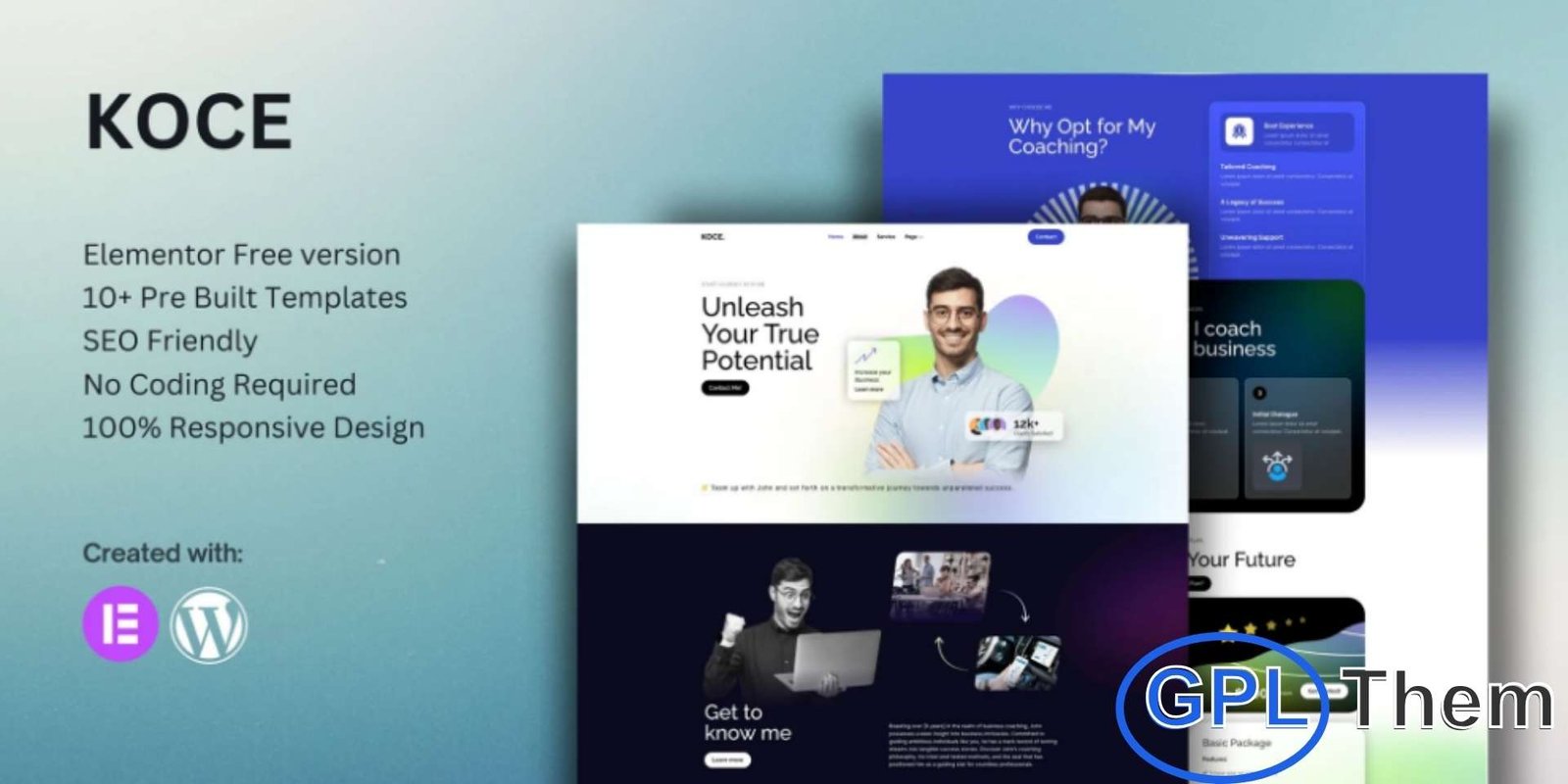 Koce – Life Coach & Motivator Elementor Template Kit Koce – Life Coach & Motivator Elementor Template Kit Koce is a professional Elementor Template Kit designed for life coaches, motivational speakers, mentors, and personal development professionals. With a clean, modern, and fully responsive design, Koce allows you to create an engaging online presence that connects with your audience.