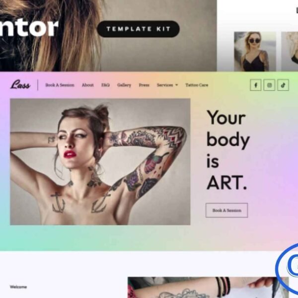 Lass – Tattoo Artist & Piercing Studio Elementor Template Kit Lass is a modern and stylish Elementor Template Kit crafted specifically for tattoo artists, piercing studios, and creative body art professionals. Featuring 11 beautifully designed templates, this kit blends bold aesthetics with professional layouts to help you showcase your artistry, services, pricing, and portfolio with impact.