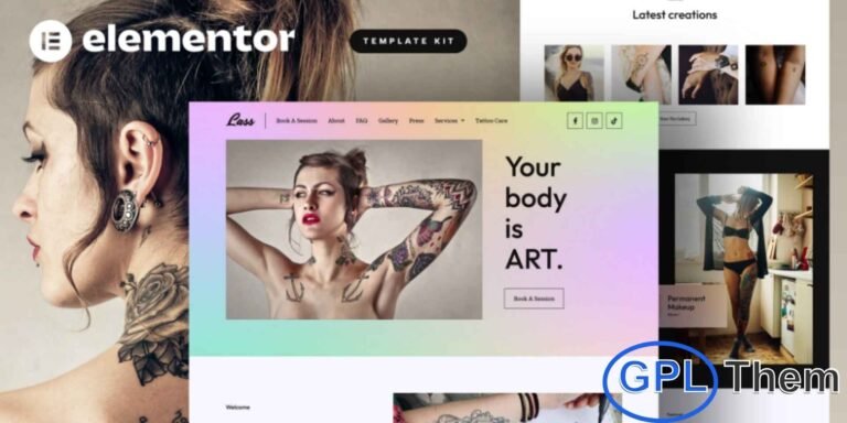 Lass – Tattoo Artist & Piercing Studio Elementor Template Kit Lass is a modern and stylish Elementor Template Kit crafted specifically for tattoo artists, piercing studios, and creative body art professionals. Featuring 11 beautifully designed templates, this kit blends bold aesthetics with professional layouts to help you showcase your artistry, services, pricing, and portfolio with impact.