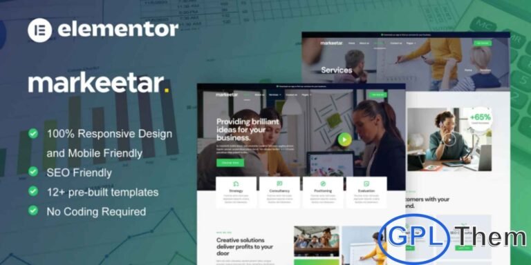 Markeetar – Digital Marketing Agency Elementor Pro Template Kit Markeetar is a premium Elementor Pro Template Kit designed to help you build a modern and professional digital marketing website with ease. Featuring a refined design system and high-quality, hand-picked imagery, this kit gives you a powerful head start on creating a polished, branded online presence.