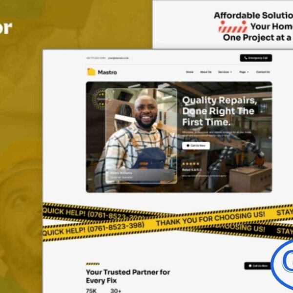 Mastro – Handyman Services Elementor Template Kit Mastro is a professional and modern Elementor Template Kit designed specifically for handyman service websites. Perfect for businesses offering repair, cleaning, roofing, construction, plumbing, painting, electrical, HVAC, renovation, and general contracting services, Mastro provides a clean and functional layout that helps showcase your services effectively.