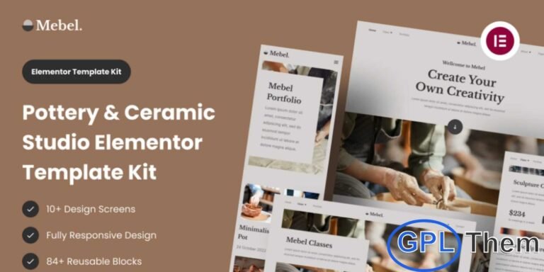 Mebel – Pottery & Ceramic Studio Elementor Template Kit Mebel is a modern and versatile Elementor Template Kit designed for pottery and ceramic studios, ceramic teachers, and craft artists. Perfect for showcasing handmade ceramics, teaching pottery classes, and selling creations online, Mebel provides a clean and professional design that highlights your work and services effectively.