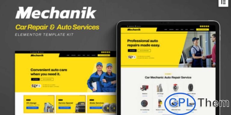 Mechanik – Car Repair & Auto Services Elementor Template Kit Mechanik is a modern and professional Elementor Template Kit designed specifically for car repair shops, auto service centers, and vehicle maintenance businesses. Perfect for services like car maintenance, engine repair, oil changes, diagnostics, and general auto repairs, Mechanik provides a clean, sleek, and fully responsive design that ensures your website looks great on any device.