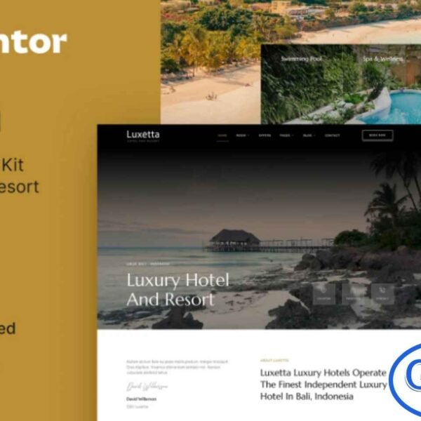 Luxetta – Luxury Hotel & Resort Elementor Template Kit Luxetta is a premium Elementor Template Kit designed to help you build a sophisticated and high-end website for luxury hotels, resorts, villas, guesthouses, hostels, and all travel or accommodation businesses. With its elegant design and refined layout structure, Luxetta allows you to create a professional, visually stunning, and fully functional hospitality website with ease.