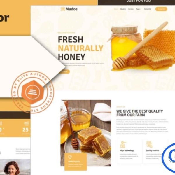 Madoe – Honey Bee Farm Elementor Template Kit Madoe is a beautifully crafted Elementor Template Kit designed for honey bee farms, beekeeping services, organic farms, honey production businesses, and honey shops. Featuring 12+ professionally built templates, Madoe offers a clean, modern, and fully responsive design that works seamlessly across all devices.