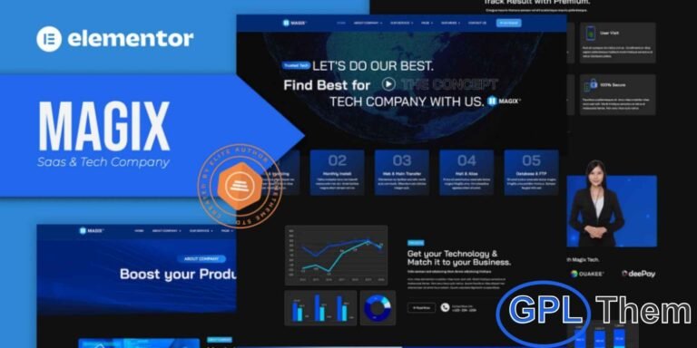 Magix – SaaS & Tech Company Elementor Template Kit Magix is a modern and fully responsive Elementor Template Kit designed for SaaS platforms, tech startups, fintech businesses, and mobile or web app companies. Featuring 12+ professionally crafted templates, Magix offers a clean, sleek, and highly customizable design that makes it easy to build a polished, high-performing website without any coding.