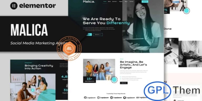 Malica – Social Media Marketing Agency Elementor Template Kit Malica is a modern and fully responsive Elementor Template Kit designed for digital marketing agencies specializing in social media marketing. Featuring 12+ professionally crafted templates, Malica offers a clean, sleek, and highly customizable design that makes it easy to showcase your services, campaigns, and client projects.