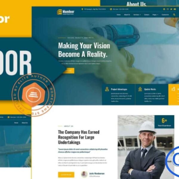 Mandoor – Construction Elementor Pro Template Kit Mandoor is a professional Elementor Pro Template Kit designed for construction companies, building contractors, and architecture services. Featuring 15+ pre-built templates with a clean, modern, and fully responsive design, Mandoor allows you to create a polished website that effectively showcases your projects and services.