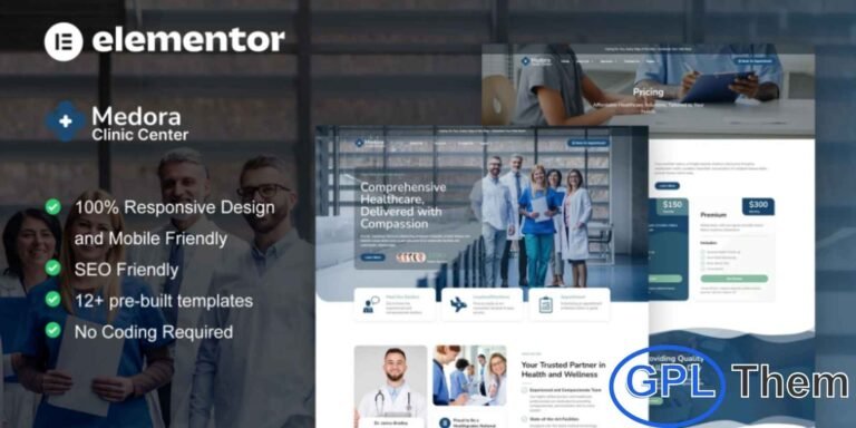 Medora – Medical Clinic Services Elementor Template Kit Medora is a modern and professional Elementor Template Kit designed specifically for medical clinics, healthcare services, doctors, and wellness centers. Featuring a clean, simple, and well-structured layout, Medora makes it effortless to build a high-quality medical website without writing a single line of code. This kit comes with 12+ beautifully crafted templates, allowing you to showcase services, medical teams, patient information, and more.