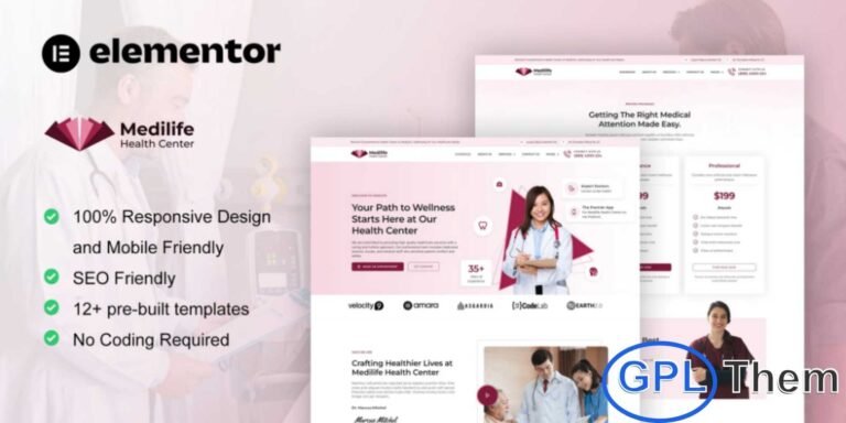 MediLife – Medical Clinic Services Elementor Template Kit MediLife is a modern and professional Elementor Pro Template Kit designed for medical clinics, healthcare services, hospitals, doctors, and wellness centers. Featuring a clean and easy-to-navigate layout, MediLife helps you build a trustworthy and informative online presence without any coding skills.