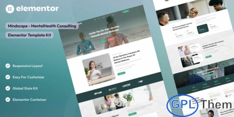 Mindscape – Mental Health Consulting Elementor Template Kit Mindscape is a professional Elementor Template Kit designed for mental health consultants, therapists, psychologists, life coaches, and counseling services. With a clean, modern, and user-friendly design, Mindscape makes it easy to create a credible and engaging online presence.