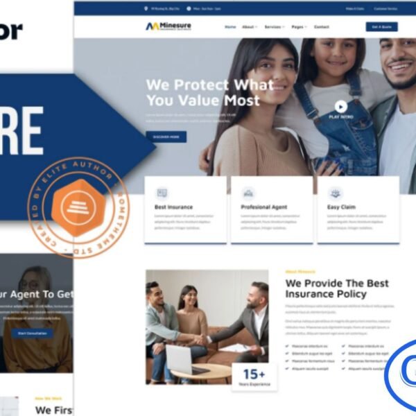 Minesure – Insurance Business Elementor Template Kit Minesure is a professional and fully responsive Elementor Template Kit crafted for insurance companies, insurance agencies, financial consultants, and insurance agents seeking a clean and modern online presence. With 12+ beautifully designed pre-built templates, Minesure allows you to effortlessly build a polished website that highlights your services, expertise, and portfolio.