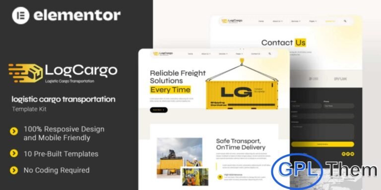 LogCargo – Logistic & Cargo Transportation Elementor Template Kit LogCargo is a professional Elementor Template Kit crafted for logistics companies, cargo transportation services, freight providers, and shipping businesses aiming to build a powerful and trustworthy online presence. Featuring a modern, clean, and highly functional design, this kit helps you showcase your logistics solutions, shipping operations, and delivery services with clarity and confidence.